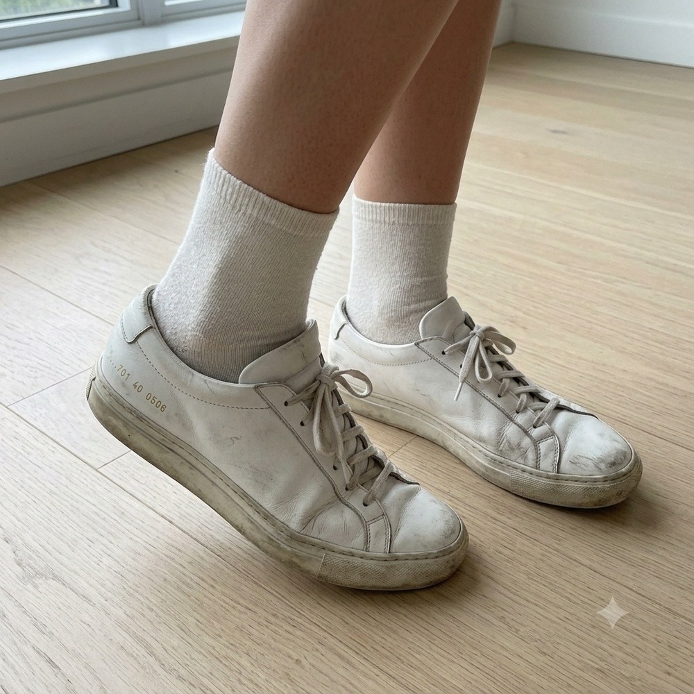 Common Projects Womens Achilles‎ Low 40 White Leather Minimalist Luxury Sneaker